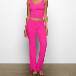 Skims Hot Pink soft lounge fold over pant